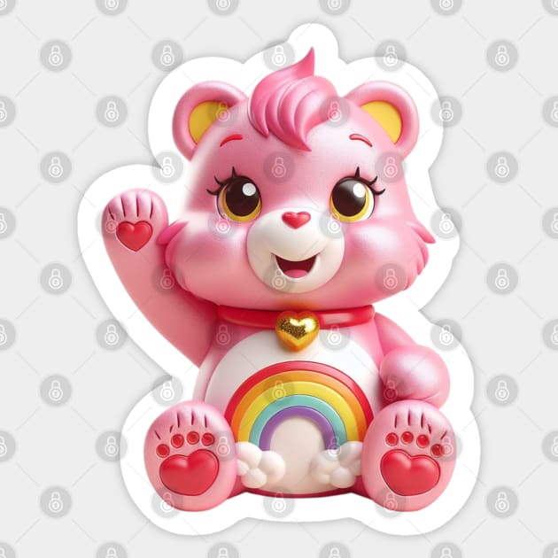 Cheer Bear Maneki Neko - Care Bears Sticker by Tiger Mountain Design Co.